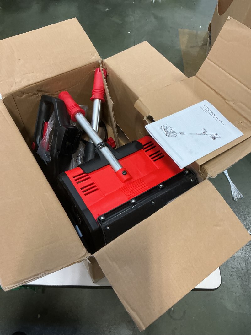 Condition photo showing As Is for Cordless Snow Shovel Compatible with Milwaukee 18V Battery, 12" Electric Snow Blower with 20FT Max Throw & Adjustable Handle & Safety Switch, Snow Thrower for Driveway, Deck, Patio, Steps (Tool Only) Red
