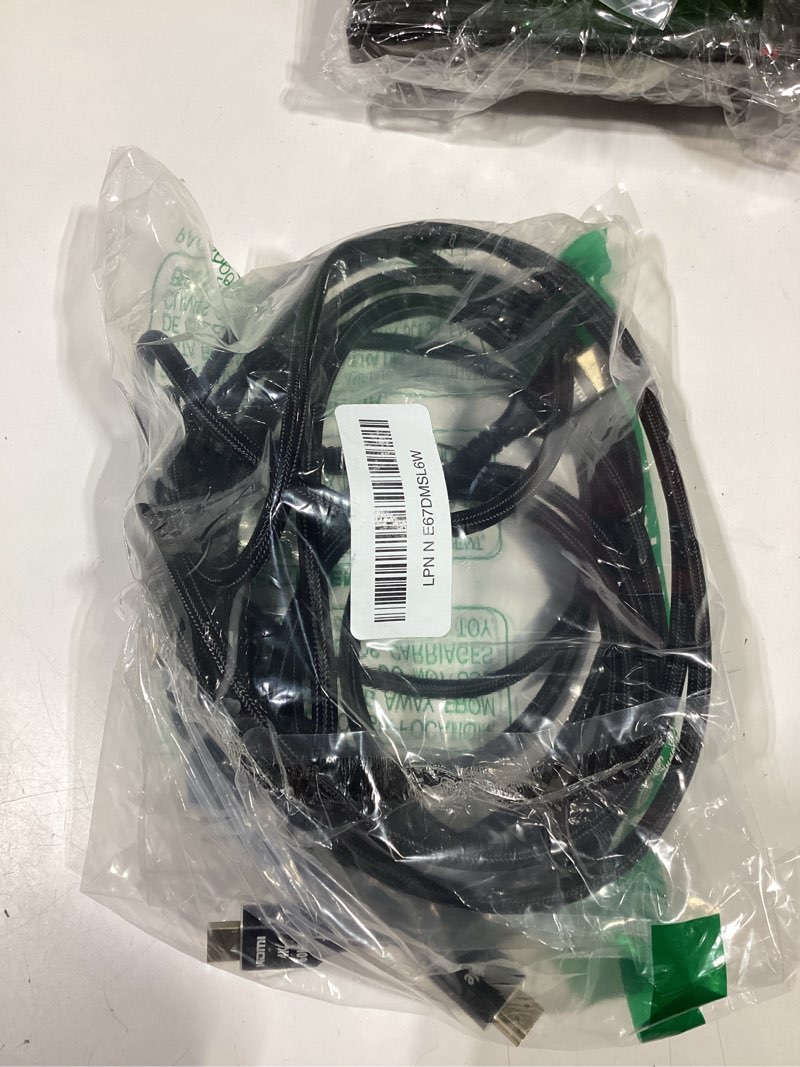 Condition photo showing As Is for 4k hdmi cable 4 feet (5 pack), ultra hd hdmi 2.0 cable, nylon braided & gold-plated connectors, 4k @ 60hz, 2k ,1080p, hdcp 2.2, arc, bulk hdmi cables for laptop, monitors, hdtv, ps5, xbox one & more 4 feet 5 pack