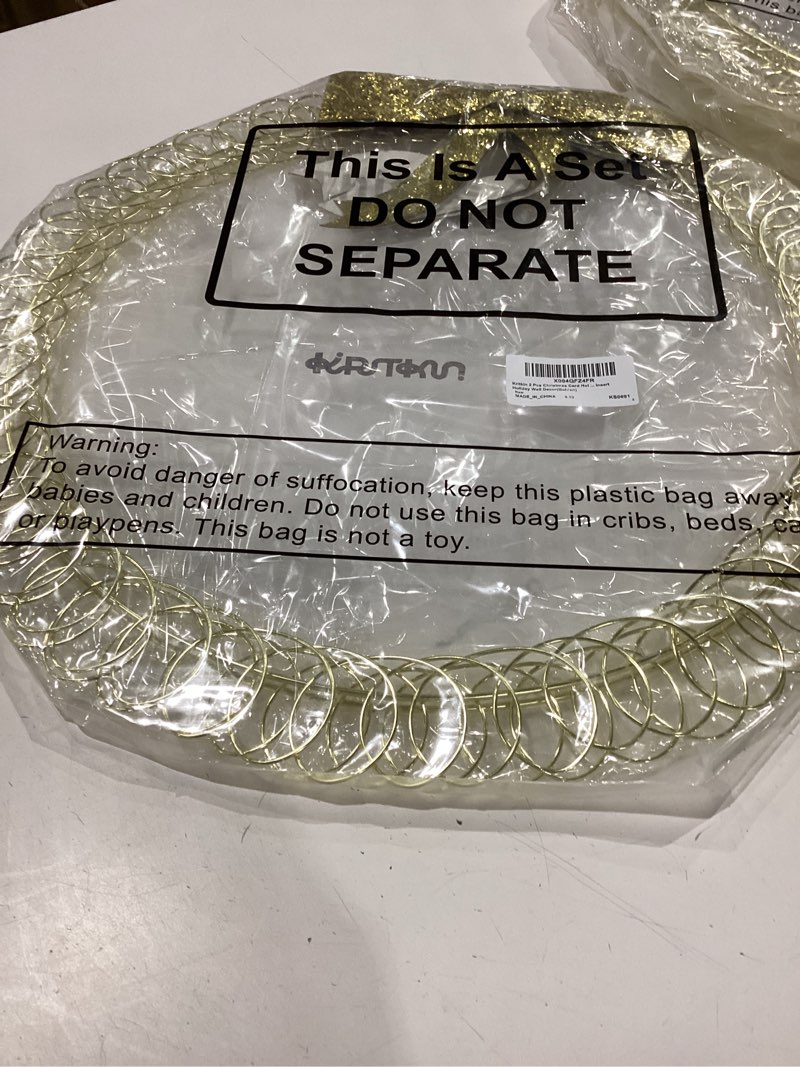 Condition photo showing New/Like New for 2 Pcs Christmas Photo Holder Display 17" Metal Wreath Xmas Card Holder Display Wall Hanging Decoration with Bow Wire Loop for Greeting Card Picture Insert Holiday Wall Decor(Golden)