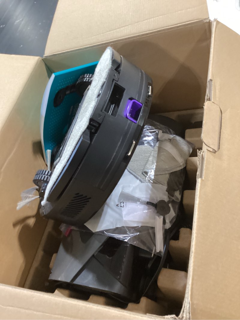 Condition photo showing Good Condition for robot vacuum and mop, upgraded bagless robot vacuum cleaner with self-emptying, 6000pa robotic vacuum with lidar navigation, smart mapping, schedule, app/alexa control for carpet/pet hair, q20 ultra medium black