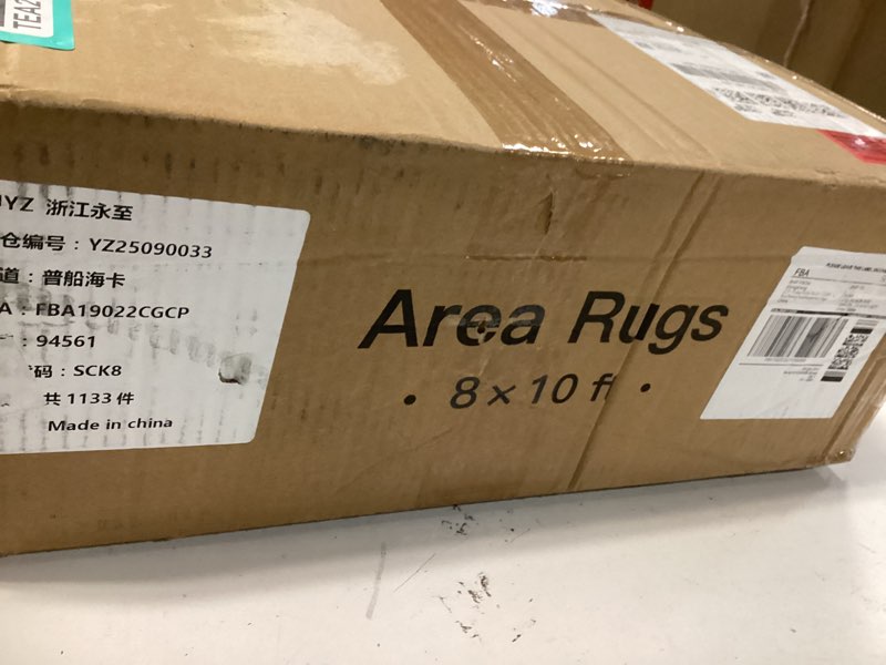 Condition photo showing As Is for 8x10 Area Rugs for Living Room, Stain Resistant Neutral Washable Rugs for Dining Rooms, Floral Vintage Non-Slip Thin Large Size Area Rug(Brown) Brown-1 8' x 10' (Rectangular)