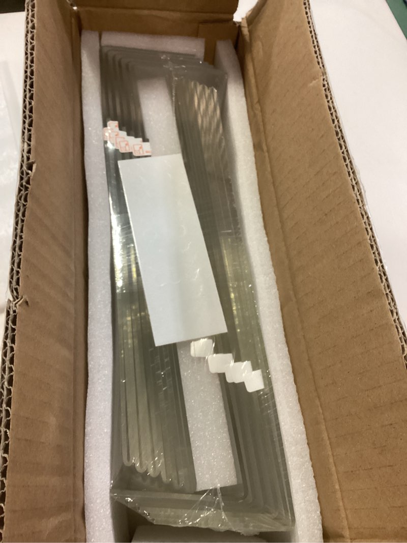 Condition photo showing Good Condition for 12 pack acrylic sign holder 8.5 x 11, clear plastic display stands for tabletop, l-shape acrylic stands for flyers, documents, office, restaurants, vertical sign holder 8.5x11 for desktop vertical 12 pack 8.5x11