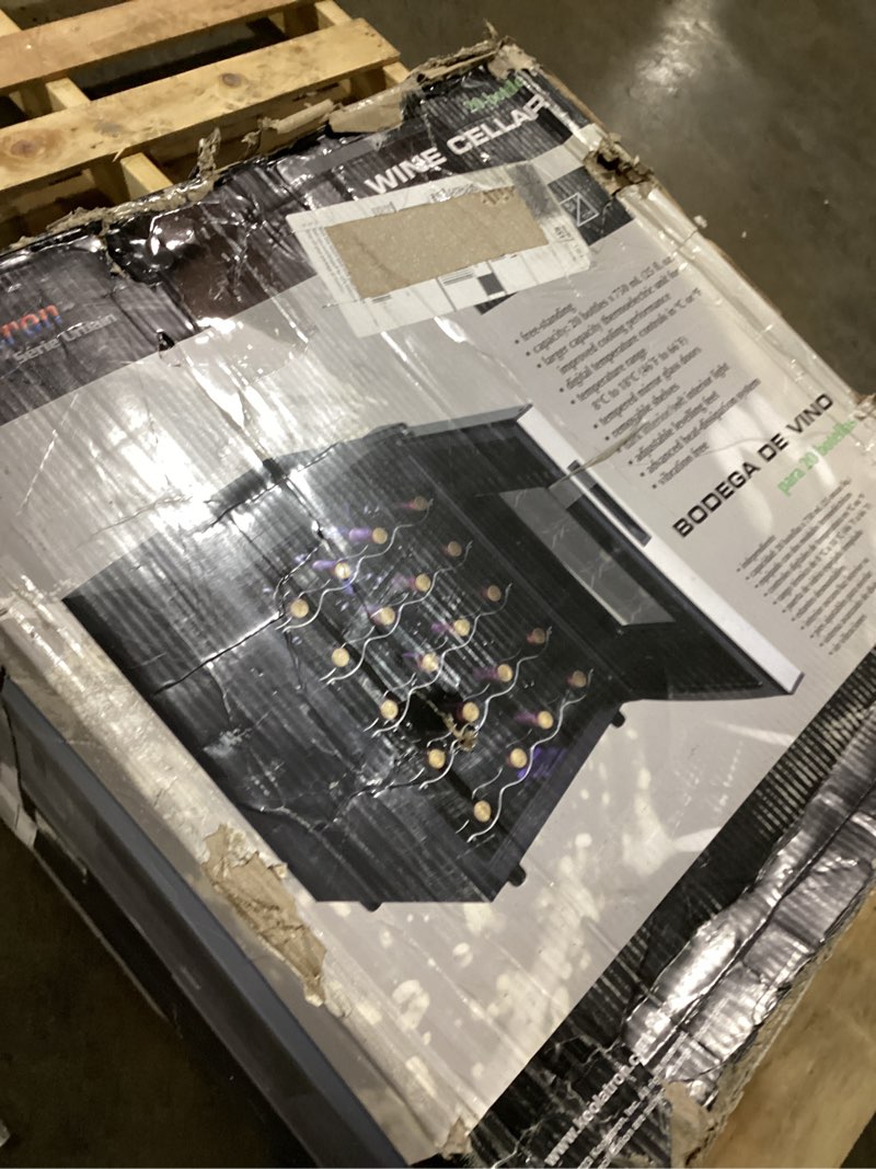 Condition photo showing As Is for (similar to )koolatron urban series 20 bottle wine cooler, black thermoelectric wine fridge, freestanding wine refrigerator for home bar, small kitchen, apartment, condo, cottage, rv