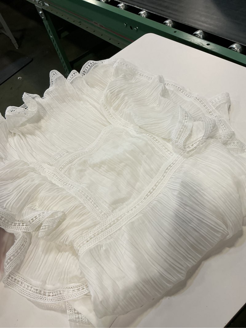 Condition photo showing As Is for (Color white) Women's Off The Shoulder Ruffles Summer Loose Casual Chiffon Long Party Beach Maxi Dress …