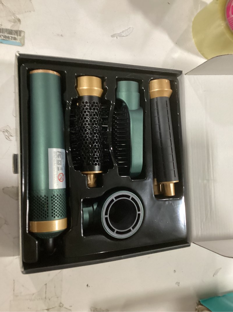 Condition photo showing Good Condition for 5 in 1 Blow Dryer Brush, Upgrade Hair Dryer Brush Set Negative Ion Air Styler Curling Wrap Air Curler, Hot Air Brush Curling Iron Hair Styling Tools As A Gift for Straight/Curl/Dry/Smooth Gold