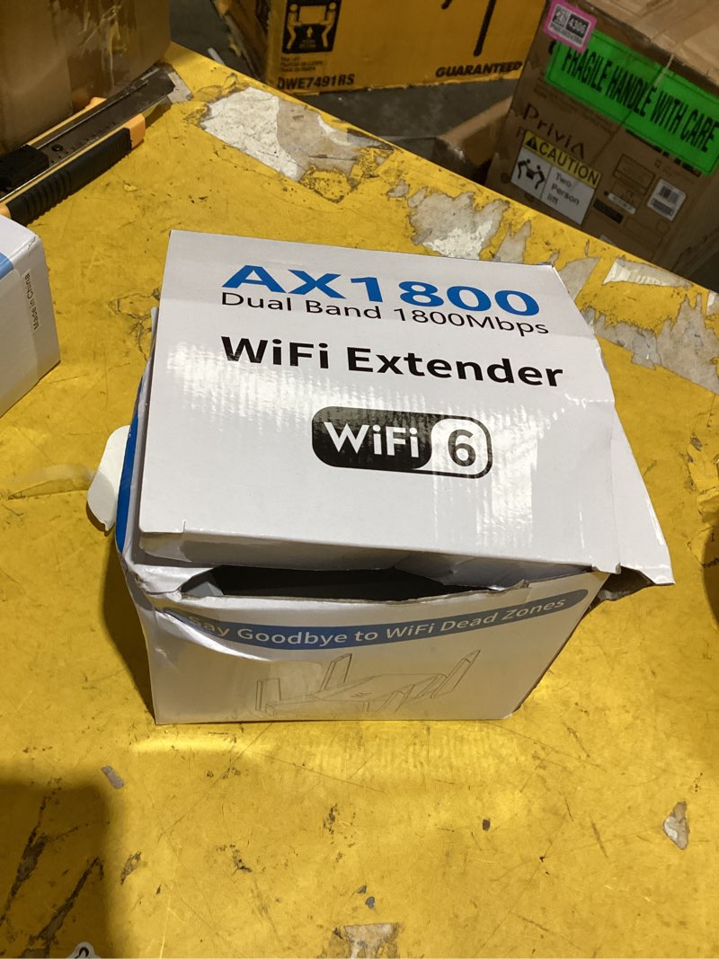 Condition photo showing As Is for wifi extender, 2026 fastest wifi 6 booster 1800mbps dual band (5.8/2.4ghz) wifi extenders signal booster for home, wifi repeater with ethernet port covers up to 16,999 sq.ft and 125+ devices white