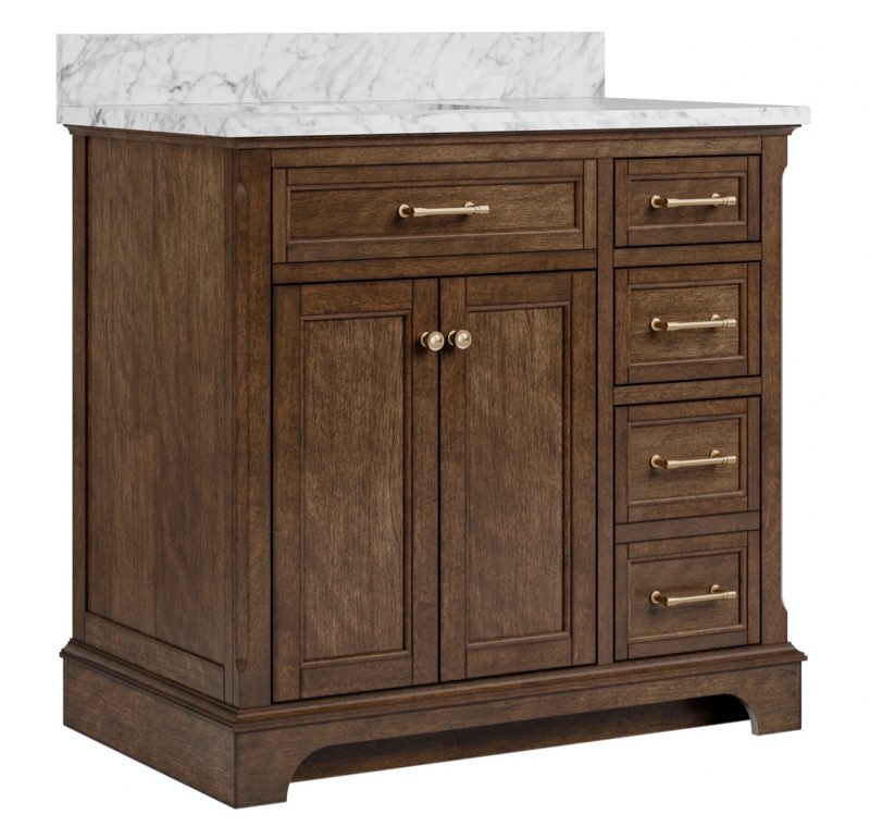 allen + roth roveland 36-in deep walnut undermount single sink bathroom vanity 