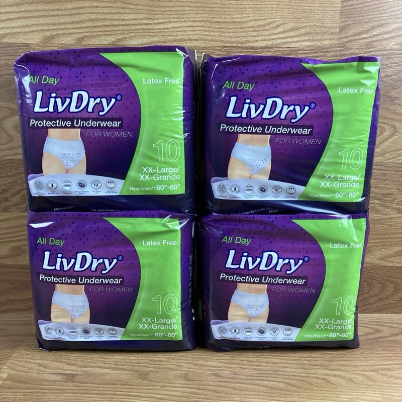 Livdry Protective Underwear for Women Super Absorbent All Day XXL 2XL 40 Count