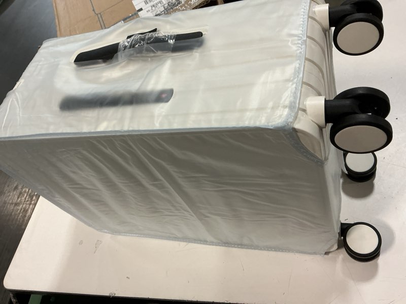 Condition photo showing Good Condition for Zipperless Wide Handle Carry On Luggage, Travel Suitcase, Airline Approved Hard Shell Suitcase with 360°Silent Spinner Wheels, TSA Lock, USB Charging Ports-24 inch Pearl White White Checked 24"
