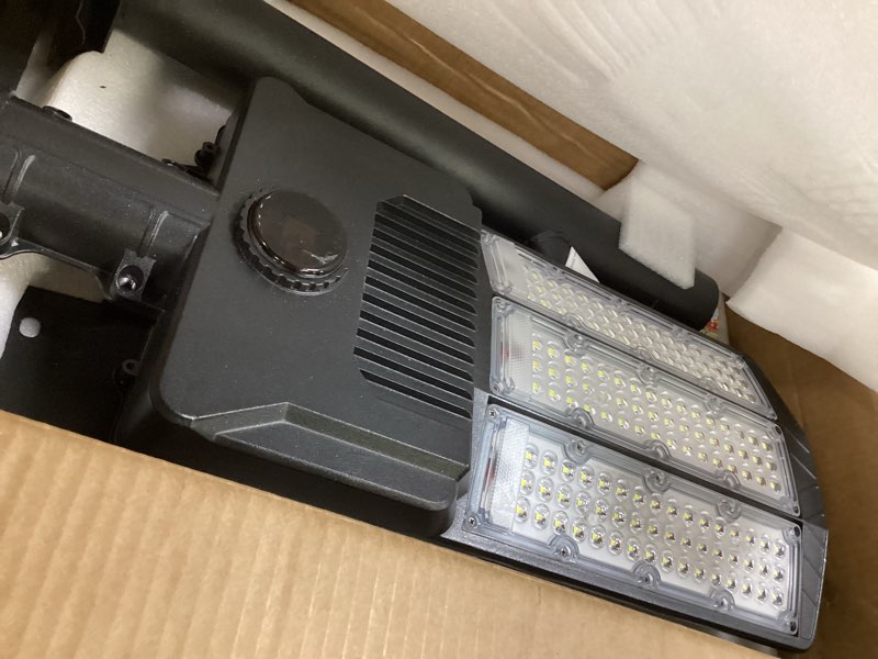 Condition photo showing Good Condition for adewalk 12000w solar street lights with dual solar panels for street | dual solar panels large led solar flood light, motion sensor & remote control for yard, street and parking lot