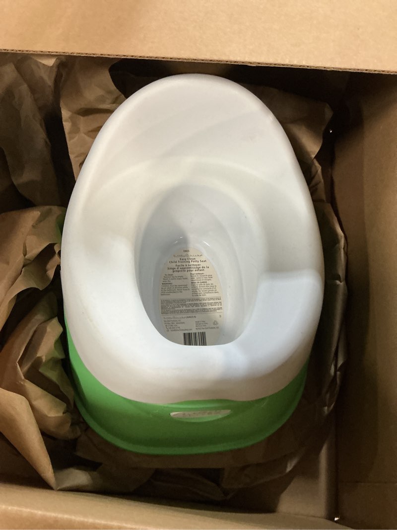 Condition photo showing As Is for little chicks easy-clean toddler toilet training potty chair with built-in splash guard, slip-resistant base, and removable bowl - perfect size kids potty for toddlers 18 months & above