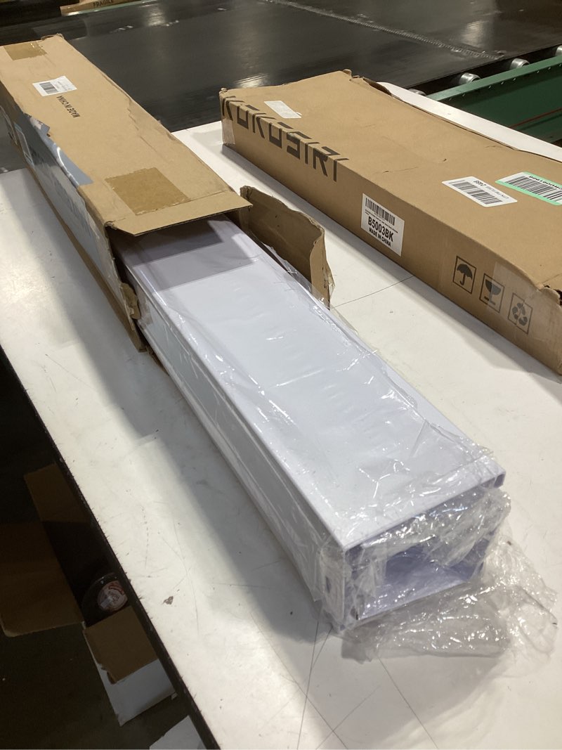 Condition photo showing Good Condition for Floating Shelves for Wall, 23 Inch Metal Nursery Book Shelves 4 Pack, Wall Mounted Book Shelf for Kids Room, Bedroom, Bathroom, Playroom Decor ?White? White 23 inch