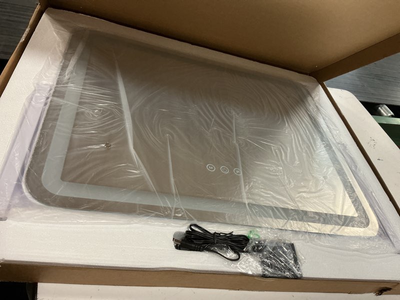 Condition photo showing Good Condition for fennio vanity mirror with lights 22''x17'' makeup mirror with lights,vanity mirror touch screen with 3-color lighting,dimmable,for vanity desk tabletop white 22"l x 17"w