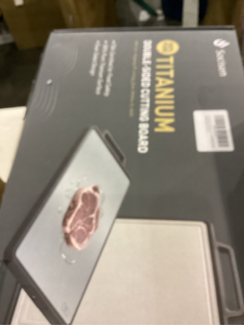 Condition photo showing New/Like New for Titanium Cutting Boards for Kitchen Non Toxic Chopping Board with Handle Large Big Small Kitchen Meat Butcher Block 2 in 1 Pure Titanium and Wheat Straw PP Not Wood Bamboo Plastic Teak Grey/Beige 1pc: 17.1"L × 10.8"W Grey/Beige