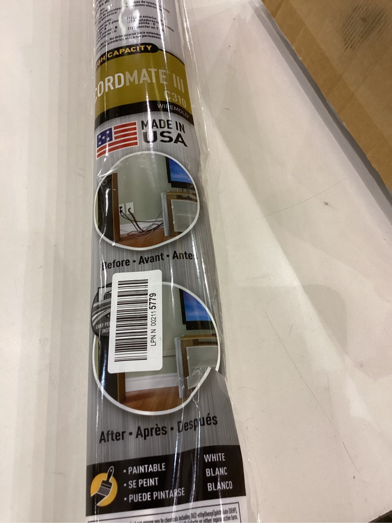 Condition photo showing Good Condition for Legrand Wiremold C310 Cordmate III 10 Foot 11 Piece Cord Cover Kit, Organizer for Wall, Holds Up to 5 Cords or Cables, 45"L x 1.5"W, White (1 Pack)