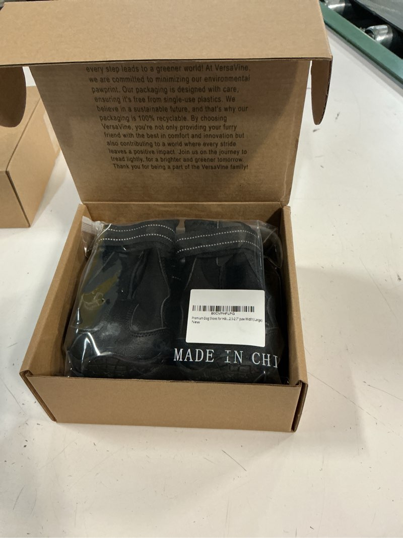 Condition photo showing New/Like New for premium dog shoes for hiking, rain, mud, and hot concrete - protective dog boots and booties for large and medium size dogs - durable outdoor dog shoes (size 6 (2.5-2.7" paw width) large)