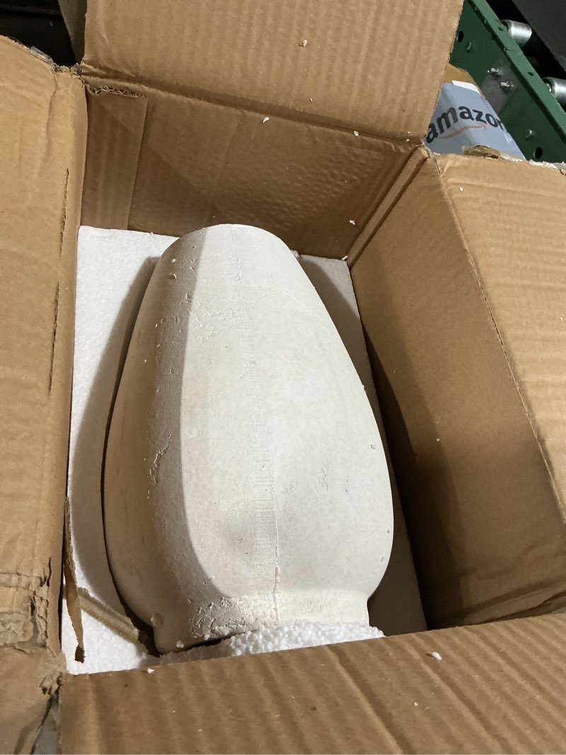 Condition photo showing Good Condition for handcrafted flower vase, 10.5" tall terracotta vases, vintage white vase, rustic antique décor, wide mouth, matte finish for home office resto café decoration white 10.5"