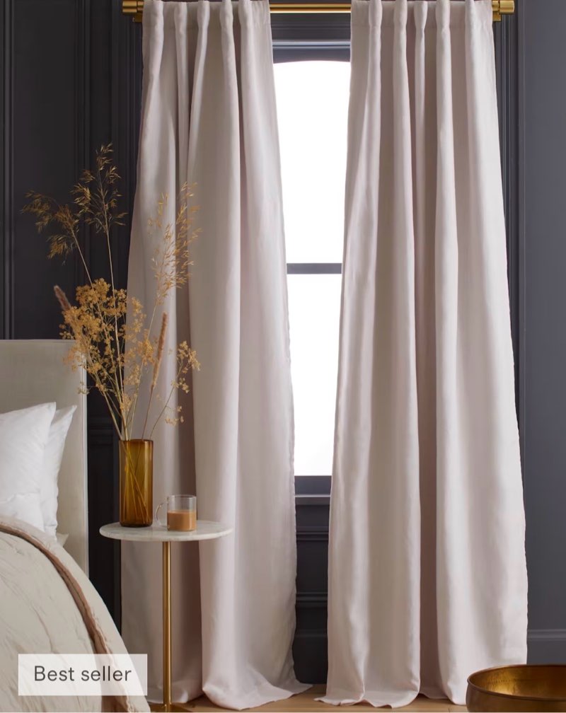 quince european linen room darkening curtian blush 48”x84”