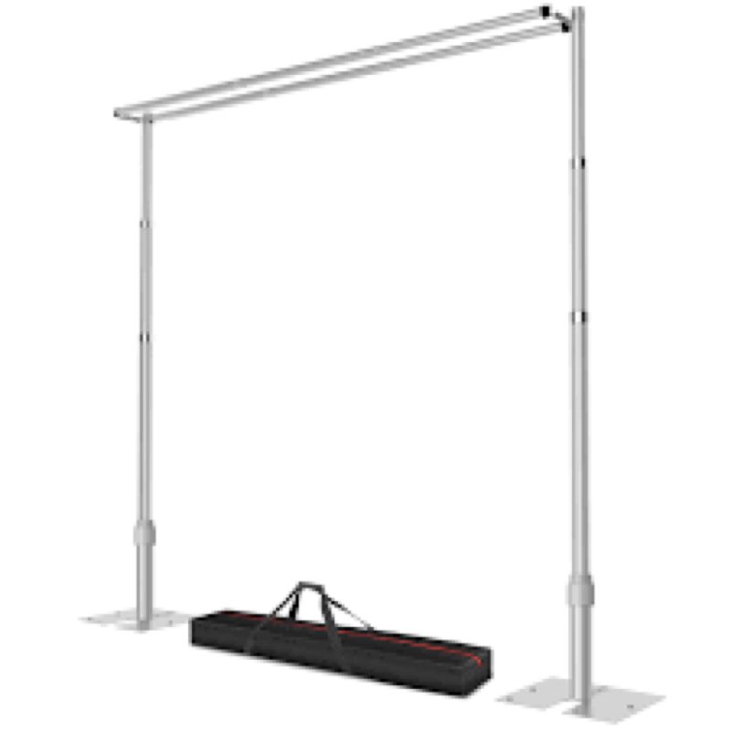 Qoolfoto 10x10ft Pipe and Drape Backdrop Stand, Double Crossbar, Heavy Duty Adjustable Background Fr