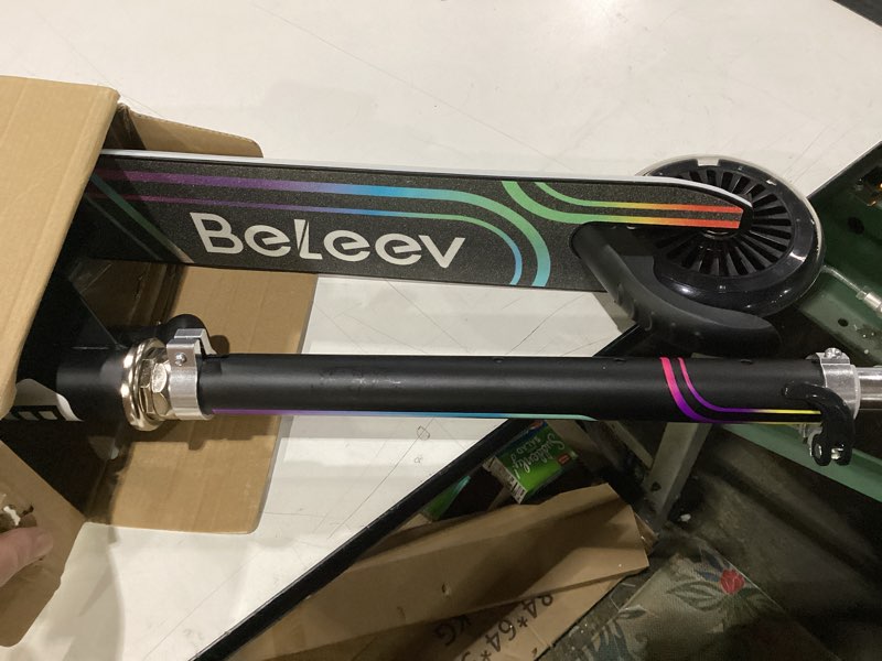 Condition photo showing New/Like New for BELEEV V2 Scooters for Kids with Light-Up Wheels & Stem & Deck, 2 Wheel Folding Scooter for Girls Boys, 3 Adjustable Height, Non-Slip Pattern Deck, Lightweight Kick Scooter for Children Ages 3-12 Black