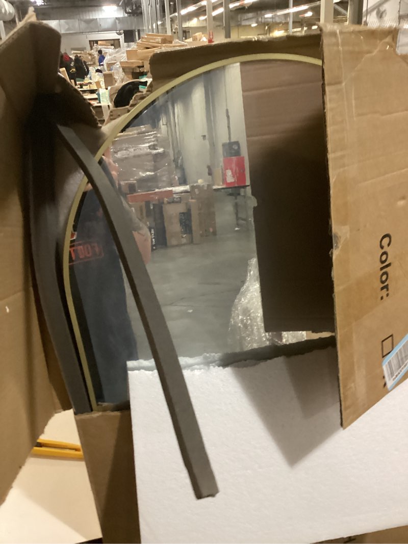 Condition photo showing Good Condition for Full Length Mirror, 58"x21" Oversized Floor Mirror Freestanding, Full Body Mirror Floor Standing Mirrors with Stand, Hanging Mounted Mirrors for Bedroom Living Room, Gold, Arched Style 58"L x 21"W Arched Style Gold