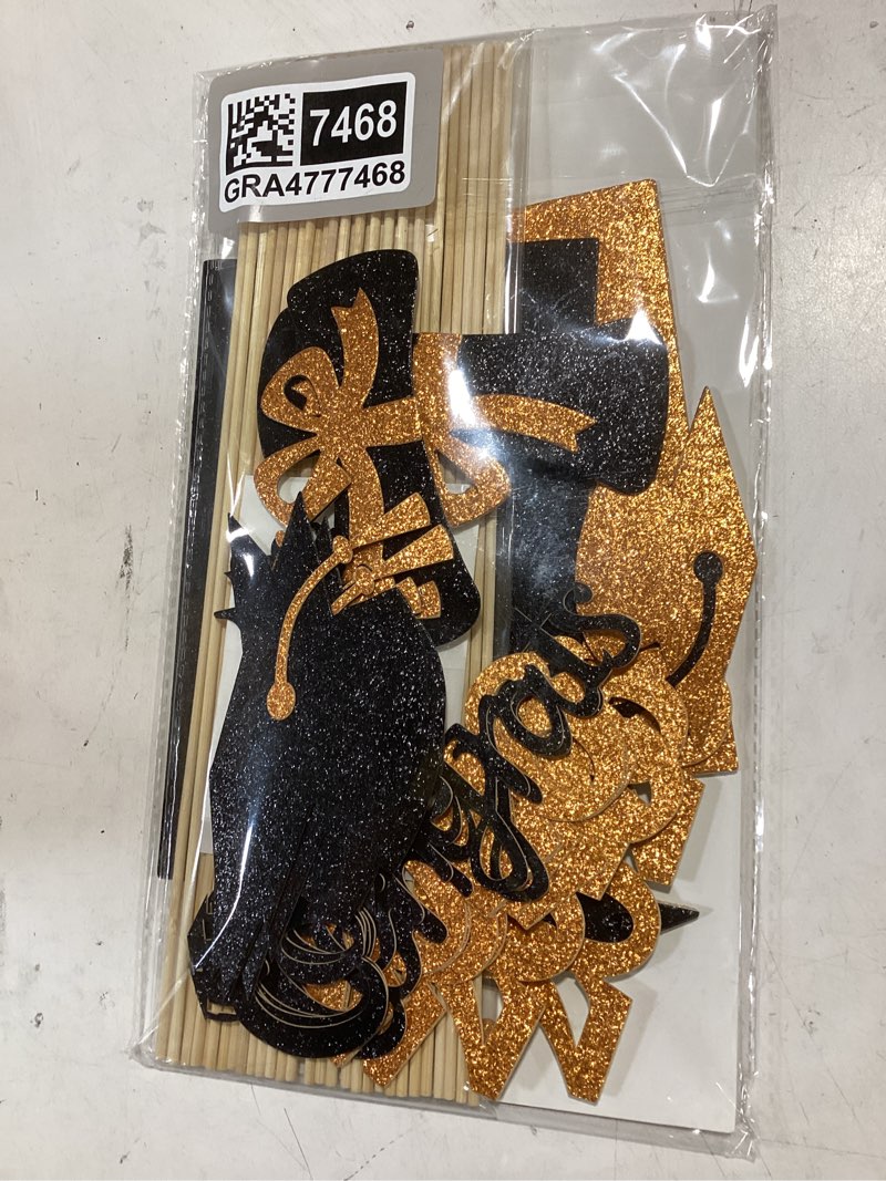 Condition photo showing Good Condition for qinyoung 2026 graduation decorations 30 pcs glittering graduation centerpiece for tables sticks class of 2026 grad photo centerpiece party decoration for table toppers(orange)