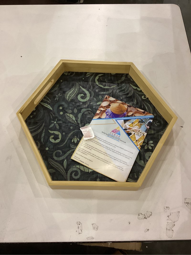15.7” hexagon bamboo tray