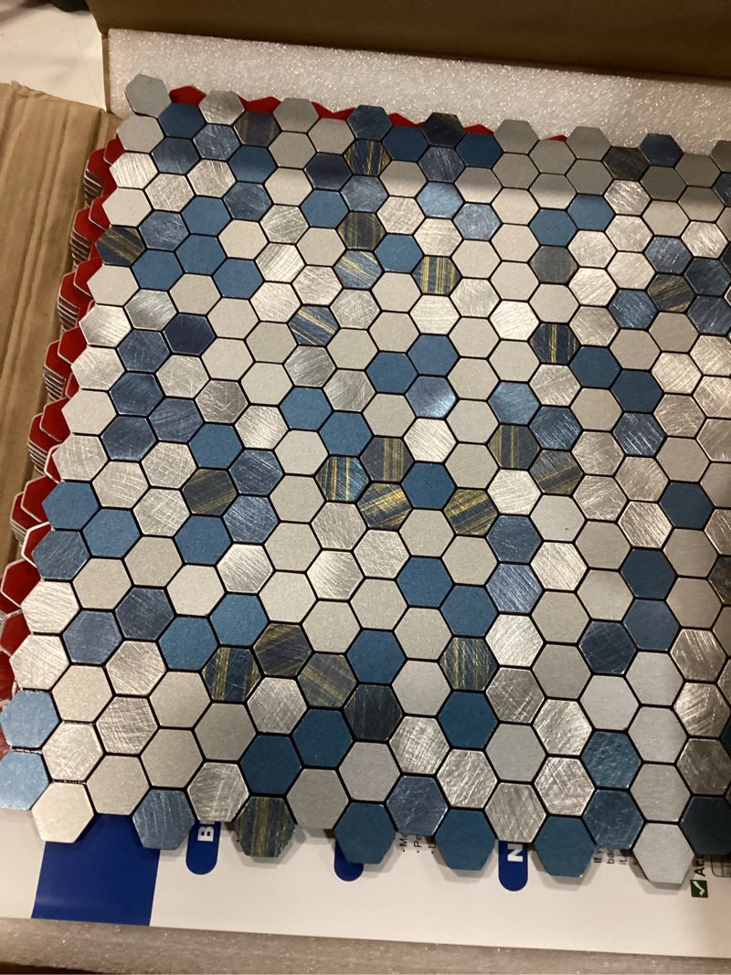 Condition photo showing New/Like New for m mofit peel and stick backsplash penny hexagon tile,metal mosaic self adhesive wall tile stickers(b