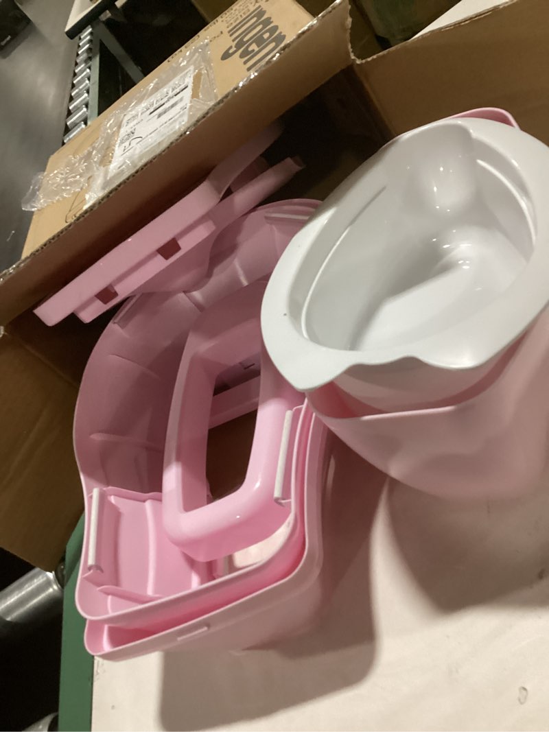 Condition photo showing New/Like New for ingenuity my size potty pro in pink, infant potty training toilet, lifelike flushing sound, for ages 18 months, up to 50 pounds