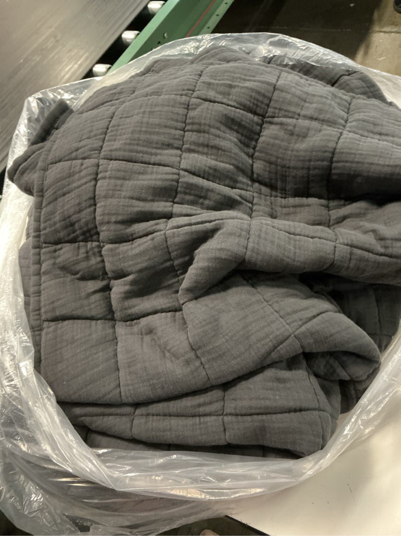 Condition photo showing Good Condition for quince  organic cotton gauze box quilt, twin, charcoal