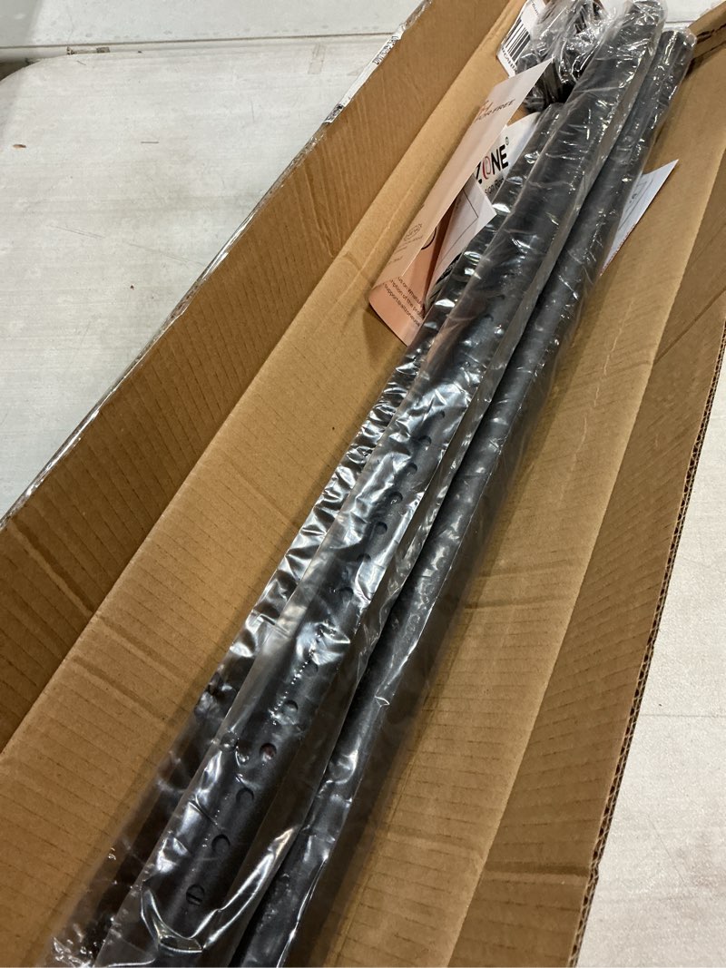 Condition photo showing As Is for ALLZONE Tension Curtain Rods for Windows 66 to 120 Inch, Black Curtain Rods No Drilling, Heavy Duty 