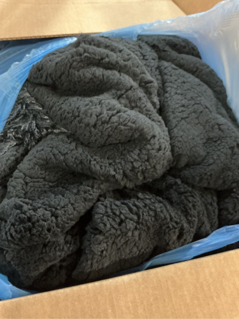 Condition photo showing Good Condition for Bedsure GentleSoft Fluffy Black King Size Blanket for Bed, Thick Soft Sherpa Faux Fur Fleece Bedding Fuzzy Plush Winter Warm Heavy Oversize Large King Blanket, Cozy Black Gifts for Men Women, 108x90 07- Black King (108" x 90")