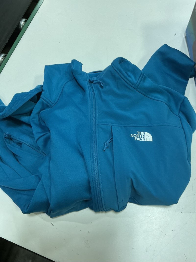 Condition photo showing As Is for the north face men's tnf performance fleece full zip hoodie | lightweight hooded top, elastic binding & zip pockets small dusk blue