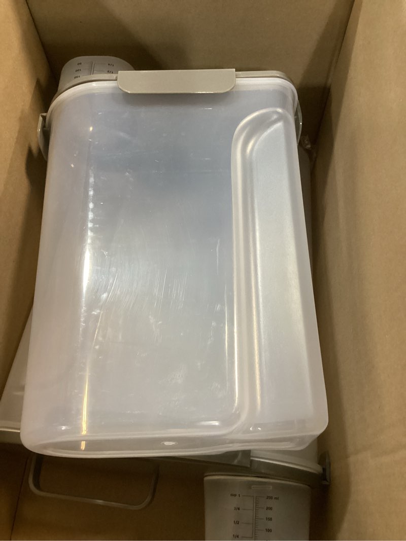 Condition photo showing Good Condition for viretec rice storage container, 15 to 20lb dry food airtight dispenser, pet dog cat food canister, bpa free clear plastic kitchen and pantry bin for oatmeal, cereal, pasta, flour pack of 2 grey 10l+6l/grey
