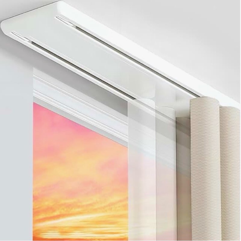phustjkl double curtain track ceiling mount rod, heavy duty aluminum track set for curtains, silent 