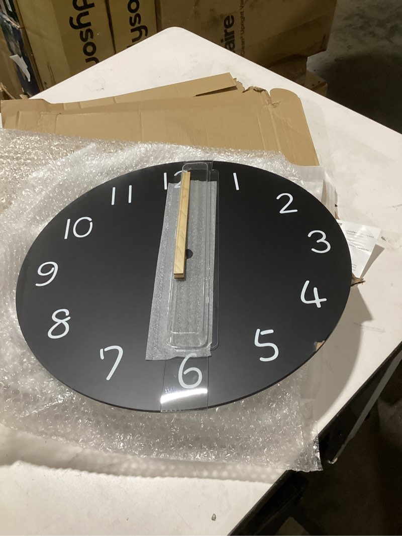 Plumeet 16'' Extra Large Wall Clock Frameless Wooden Clocks with Silent Quartz Movement - Modern Sty