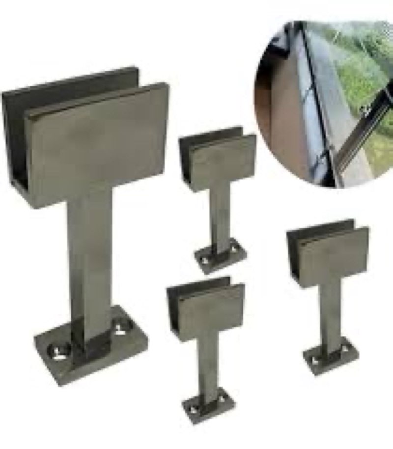 BBOSCH 4X 304 Stainless Steel Square Glass Spigots Pool Fence Spigot Clamp, Black