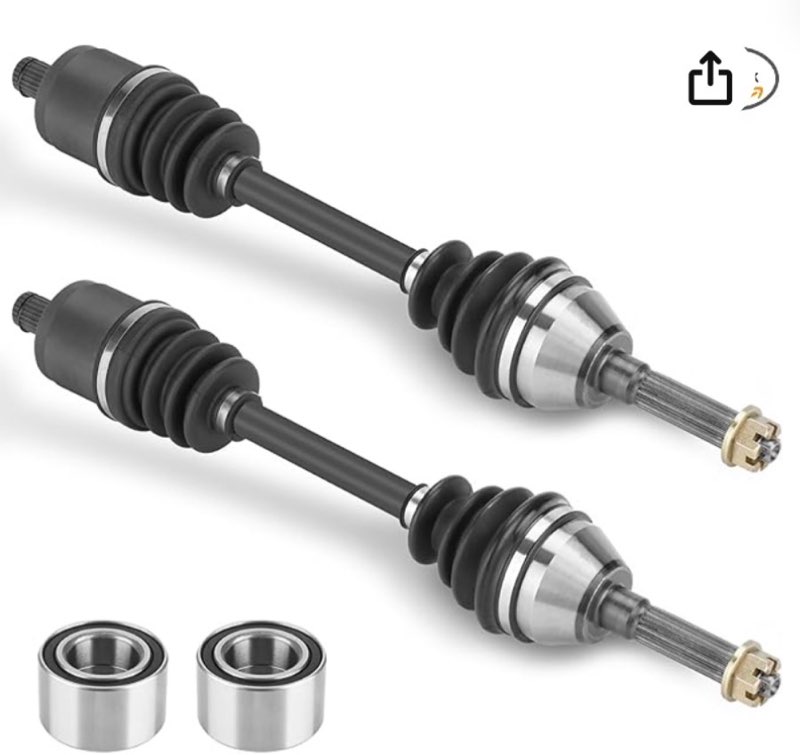 front cv axle with wheel bearing combo kit for polaris sportsman 400 450 500 570 700 800 2006-2020; 2 pair left/right 4340 chromoly steel drive half shafts & wheel bearing set for 1332931