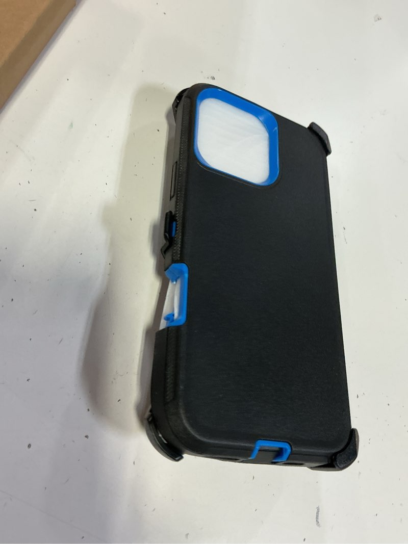 Condition photo showing Good Condition for Case for iPhone 16 Pro Max Case 6.9" Belt-Clip Kickstand Holster with 2 Screen Protector + 2 Camera Lens Protector,Full Body Heavy Duty Military Grade Drop Protection Cover (Black Blue+Clip) iPhone 16 Pro Max Case 16PM-Belt Clip,Black Blue