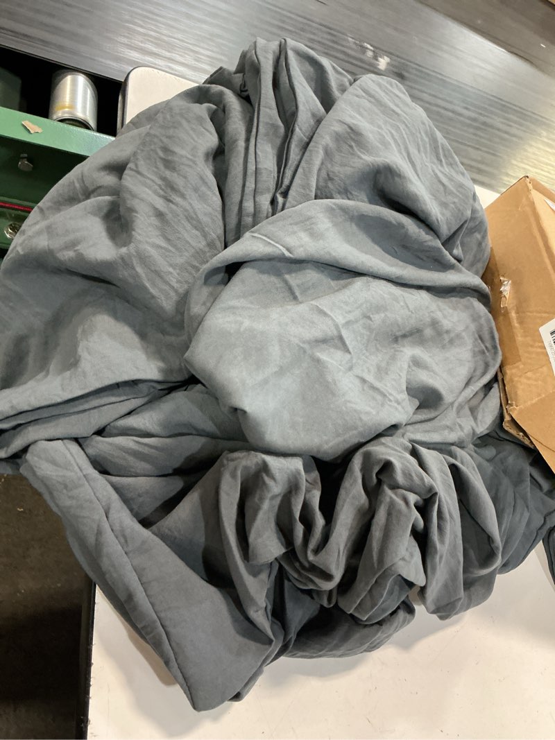Condition photo showing As Is for sonive washed duvet cover set queen size - 3 pieces soft luxury cationic dyeing bedding comforter, linen-like texture breathable wrinkle bed sets, dark grey