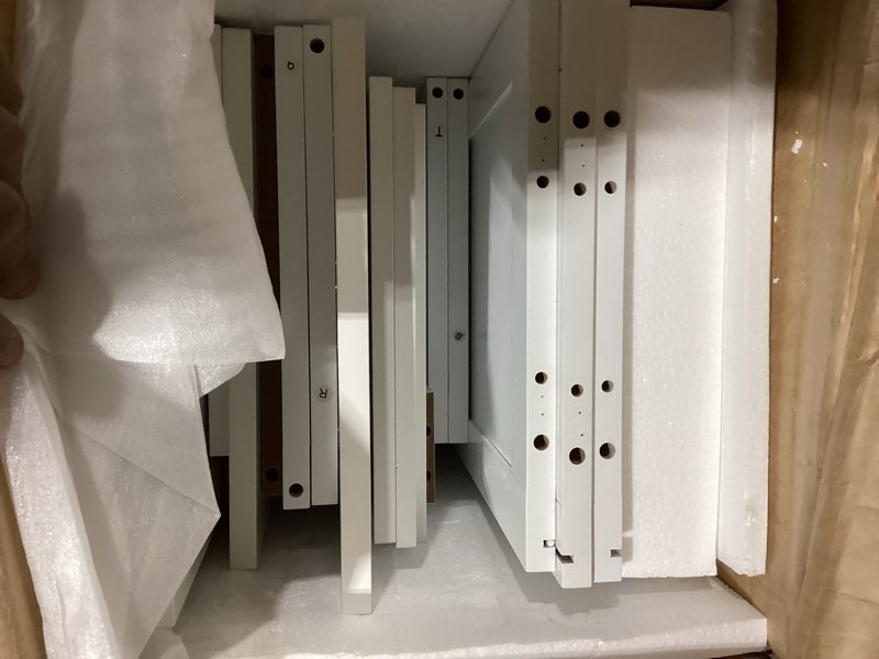 Condition photo showing Good Condition for vasagle storage cabinet, freestanding storage unit with adjustable shelves, drawer, open compartments, for bathroom, living room, kitchen, cloud white ubbc768wh01s