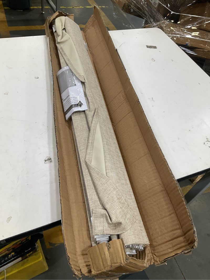 Condition photo showing As Is for lazblinds no drill tdbu roman shades, blackout - beige, 35" w x 64" h | no tools top down bottom up cordless fabric blinds for window, thermal insulated uv blocking for bedroom & living room blackout - beige 35"w x 64"h