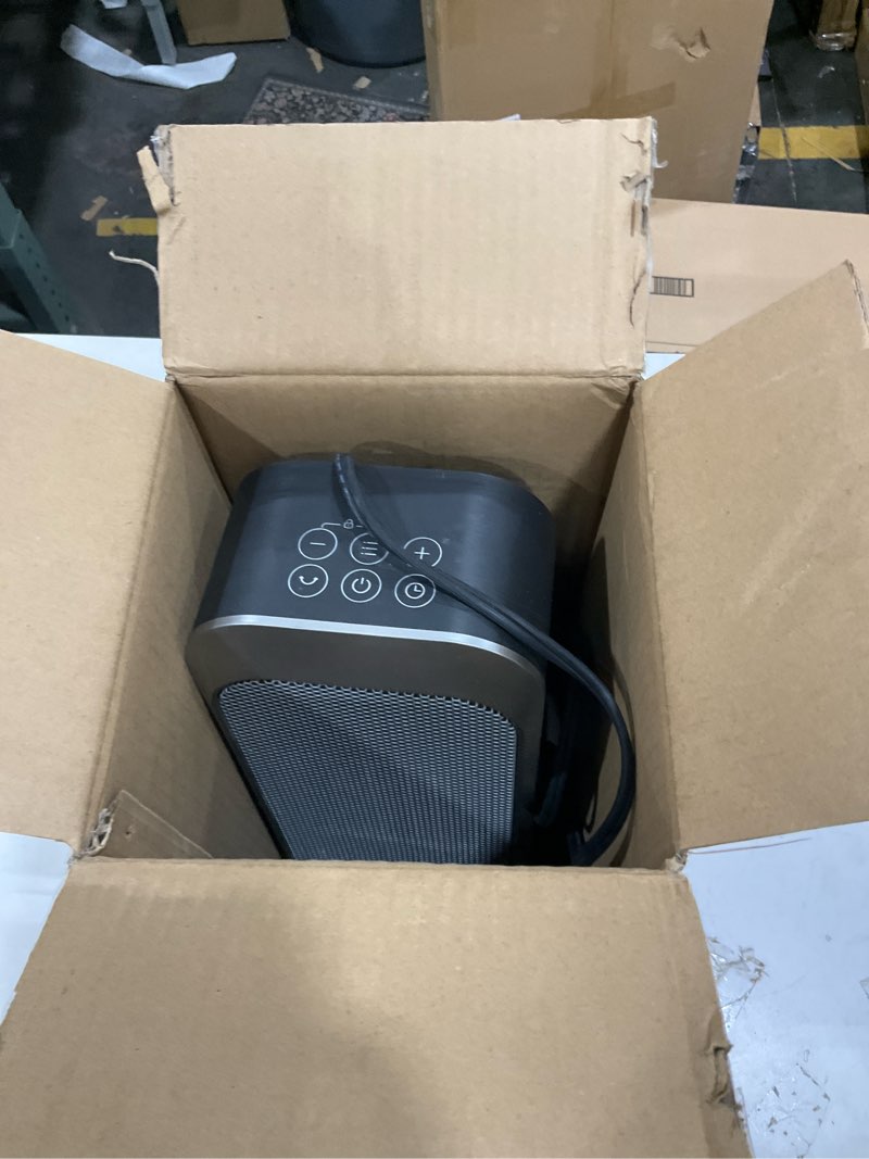 Condition photo showing As Is for DREO Quiet Space Heater, 1500W Portable Heaters for Indoor Use with Remote, 70° Oscillation, Fast and Safety Electric PTC Ceramic for Desk Office Bedroom, 12H Timer Silver Heaters