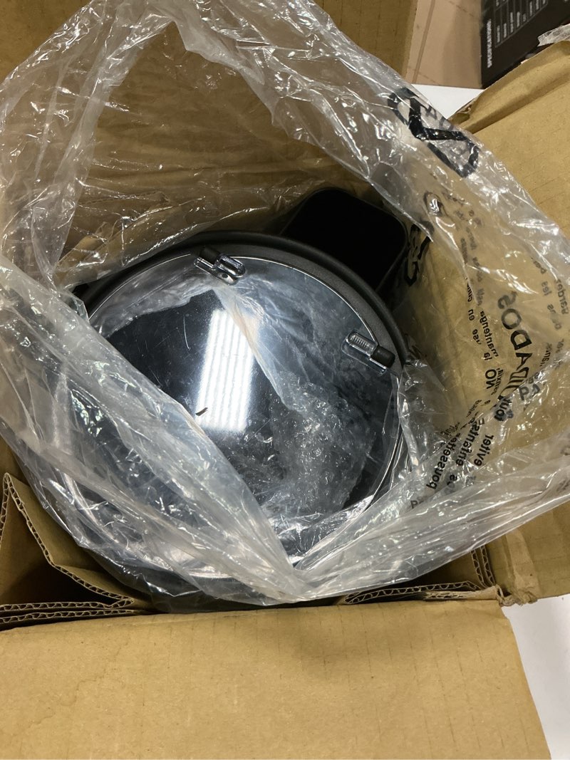 Condition photo showing As Is for Oggi Insulated Ice Bucket, 4 Quart / 3.8 L, Stainless Steel, Black. 4-Quart Stainless Steel Bucket with Ice Scoop Ice Bucket