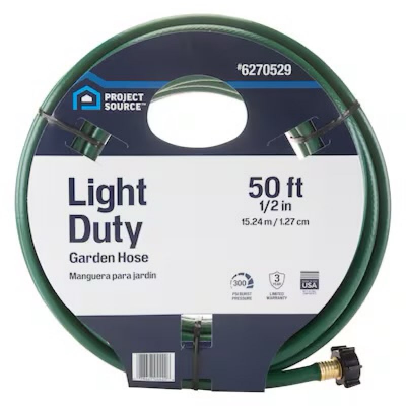 Project Source 1/2-in x 50-ft Light -Duty Vinyl Green Hose