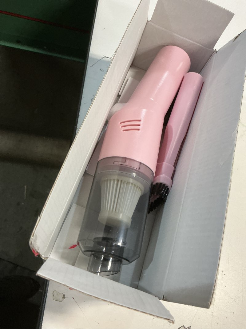 Condition photo showing As Is for portable mini car vacuum cleaner pink, high power cordless(400g) handheld rechargeable vacuum cleaner for desk v06