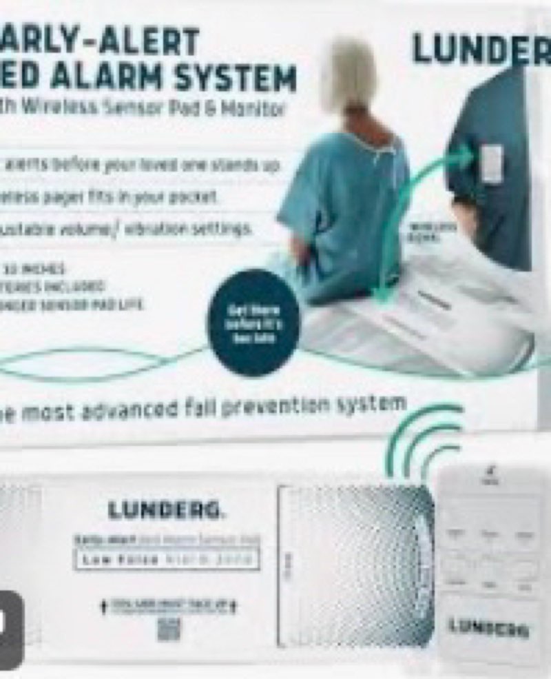 Lunderg Early Alert Bed Alarm for Elderly Adults - Wireless Sensor Pad & Pager - with Pre-Alert Smar