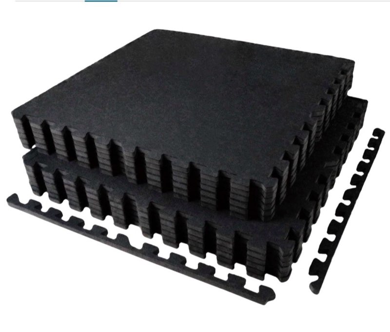 AIRHOP 0.56in Thick 48 Sq Ft Exercise Equipment Mats, 12 Tiles Upgraded Rubber Top with High Density