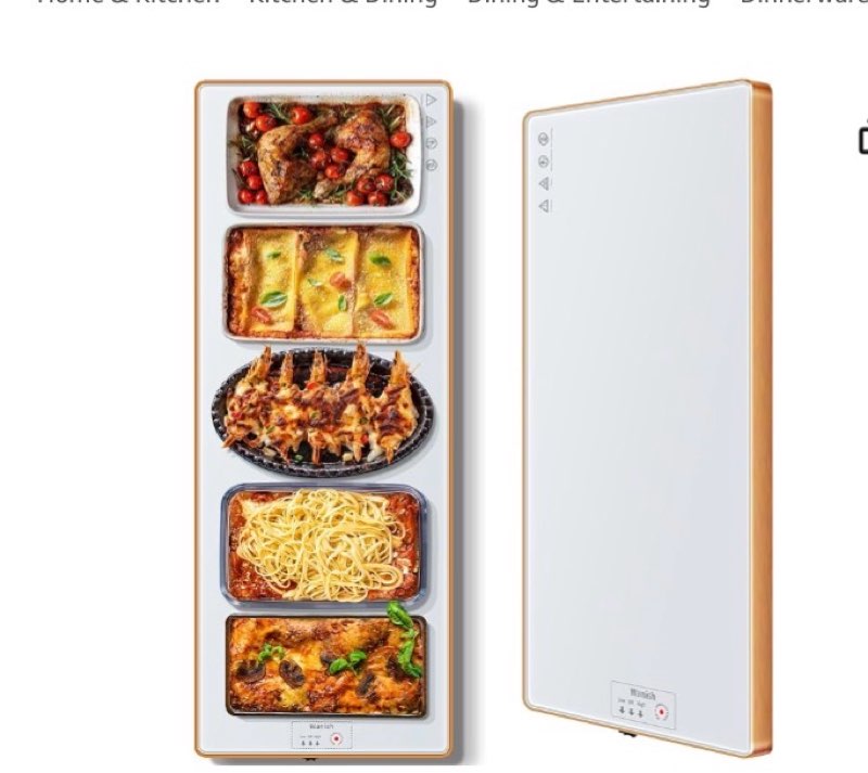 Electric Warming  Food Warmers for Parties Buffet with Thermostat & Full Surface Heating, Tempered Glass Warming Mat for Food, Temperature Adjustable Food Warming Mat, White