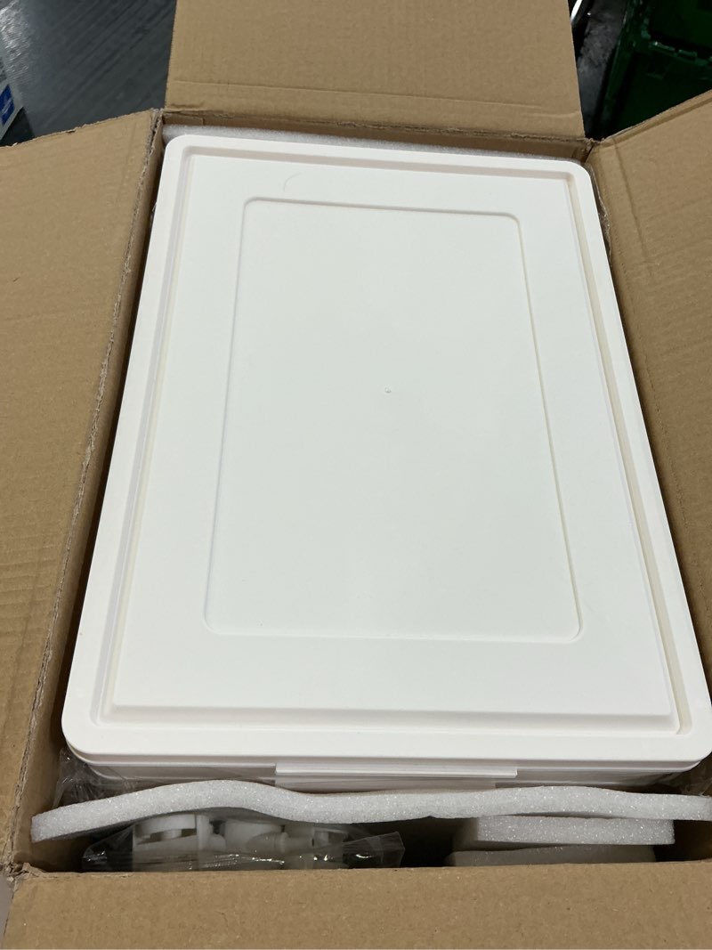 Condition photo showing Good Condition for Clear Storage Bins with Lids,4 Tier Plastic Bins with Wheels,Stackable Storage Bin,Closet Organizers Box for Bedroom,Living Room,Toy,23 QT Folding Box with Magnetic door 1